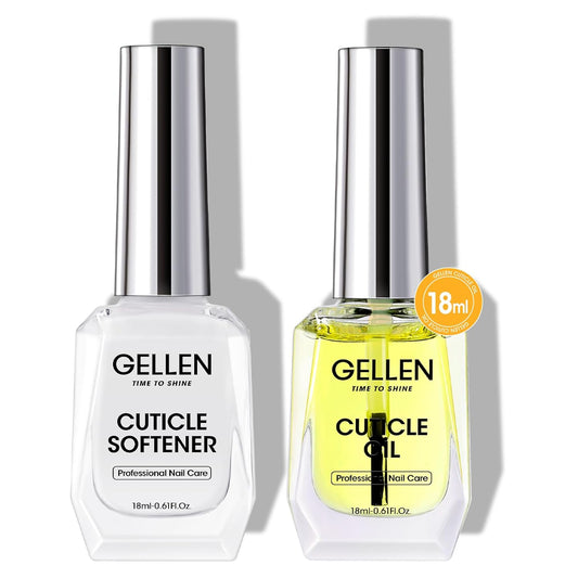 Gellen Cuticle Oil & Softener for Nails, 2 Pcs 18ml Cuticle Remover & Strengthener, Nail Cuticle Protector, 2 in 1 Nail Care Kit for Cuticle Removing & Repairng Manicure Essentials for Gel Nail Polish | alldaygood beauty