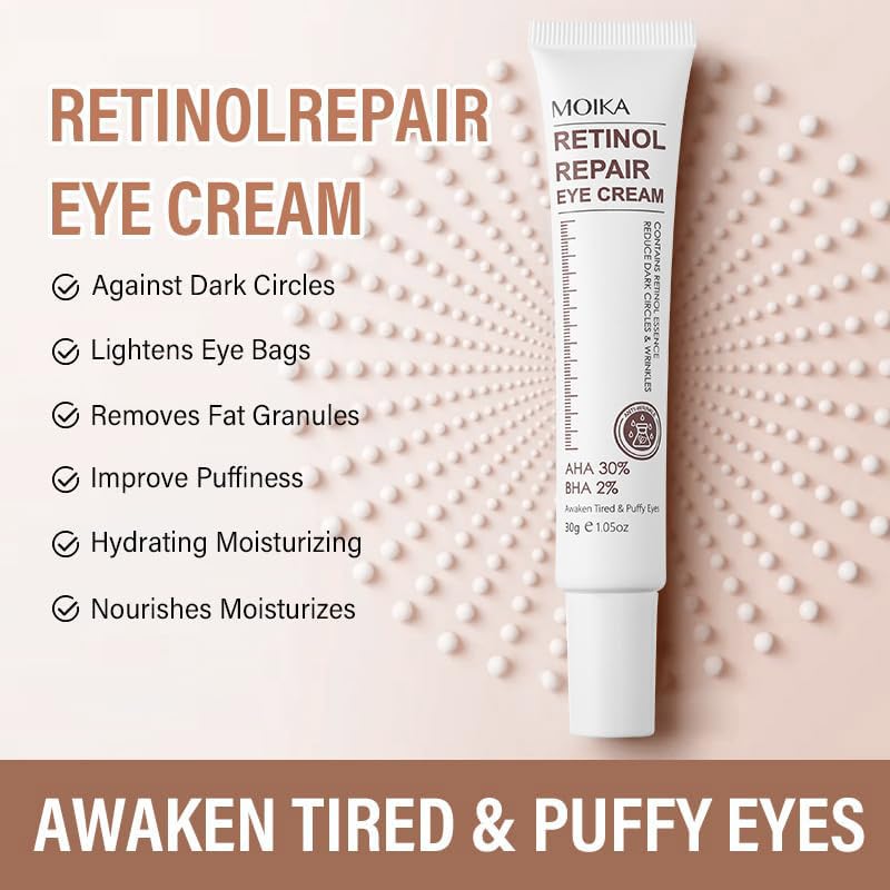 Magic Retinol Eye Cream for Dark Circles Puffiness and Bags Under Eyes, Instant Results Firm Eye Tightener Anti Aging Under Eye Cream for Men Women, Reduce Fine Lines Wrinkles and Age Spots, 1.06 Oz