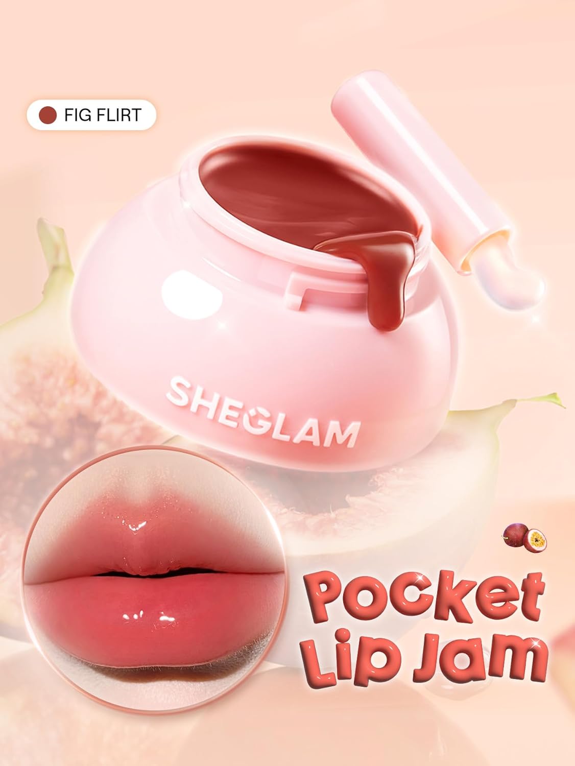 SHEGLAM Hydra Jelly Pocket Lip Jam Hydrating Nourishing Lip Gloss Moisturizing Lip Makeup-Fig Flirt
