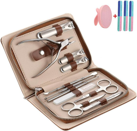 Stainless Steel Nail Clippers Toenail ingrown Clipper Set 15in 1 Pedicure Personal Care Tool Thick toenail Nail File Foot File Cuticle Remover-Heel Scraper and Foot Scrub Cuticle Remover | alldaygood beauty