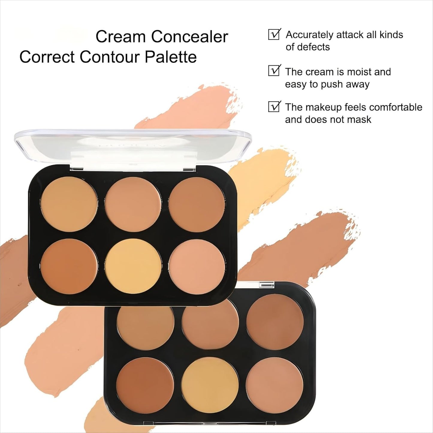 Corlo Contour Palette Concealer Correct, 6 Colors Cream Concealer Full Coverage Foundation Palette for Dark Circles Makeup (Medium)
