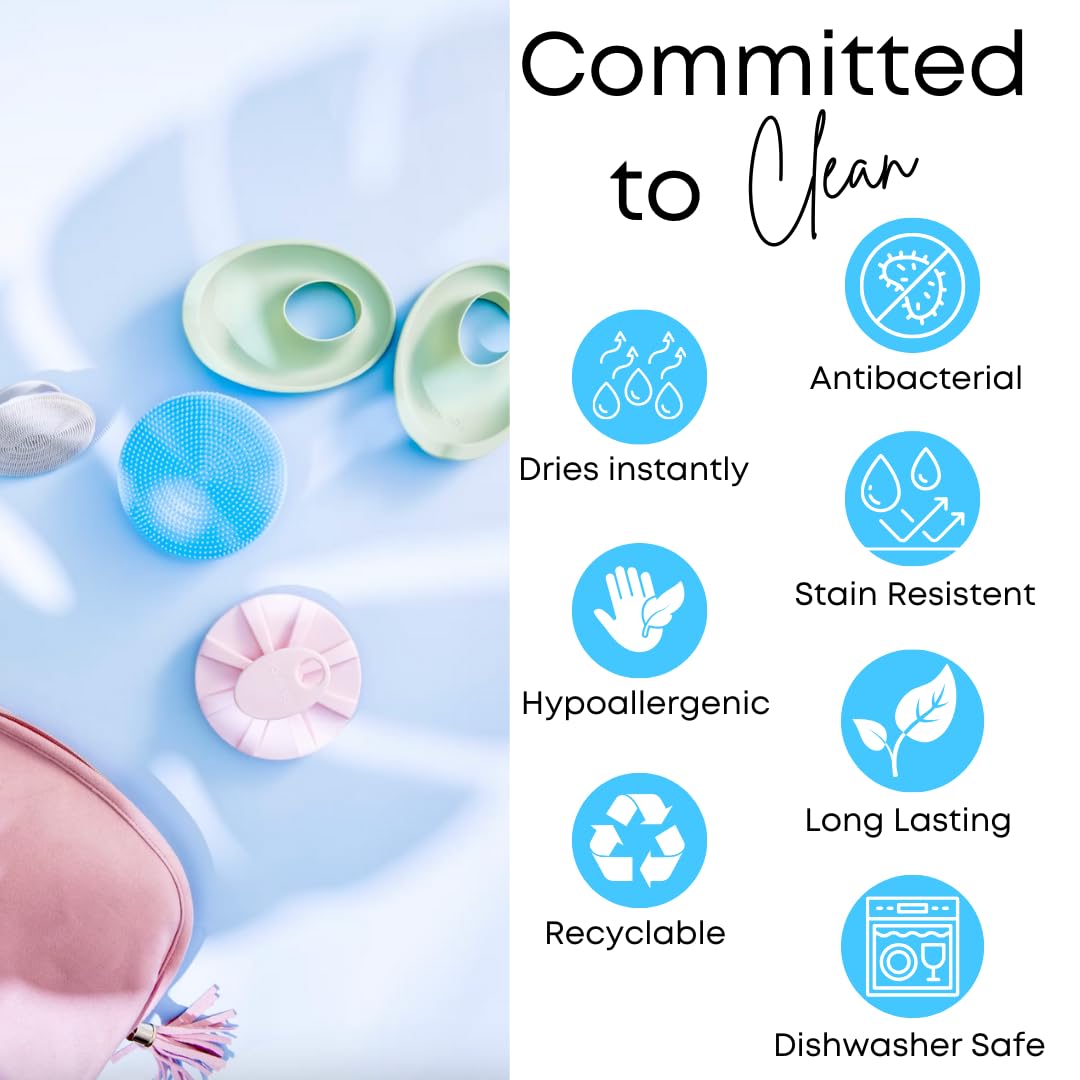 Skincare Essentials Kit - 4 Piece Bundle Pack - Face and Body Silicone Spa Accessory - Essential Beauty Set for Teen Girls Sage Green