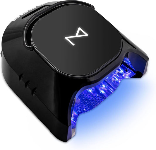 M - GlowPro Professional Hybrid 86W Wireless Rechargeable UV LED Nail Curing Lamp Cordless Nail Dryer for Gel Nails, Manicure, Pedicure (Black) | alldaygood beauty