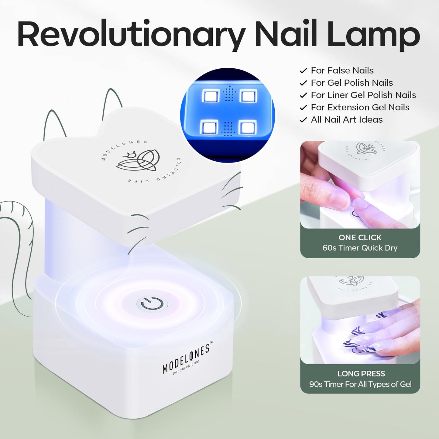 modelones Medium Coffin Gel Nail Tips Kit, 9-in-One Nail Glue with Portable U V Lamp 216Pcs 12Sizes Pre-Etched Press ons Fake Acrylic Extension Kit DIY Salon Gift for Women