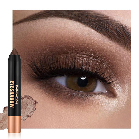 Monochrome Cream Glitter-Shimmer Eye Shadow Stick Palette makeup | 2-in-1 Eyeshadow & Eyeliner Pencil for Women | Waterproof, Vegan & Cruelty-Free | Sombras Para Ojos | 06 Shimmer Dark Brown | alldaygood beauty