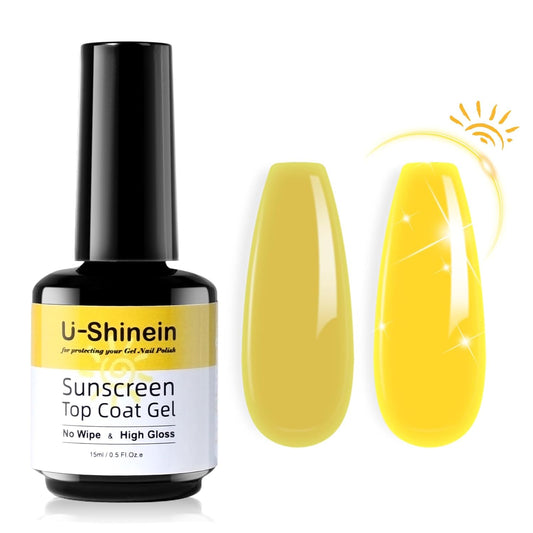 Shine UV Top Coat, 2 in 1 No Wipe Sunscreen Top Coat Gel, Glassy Clear Gel Keeps Nails From Yellowing or Staining, Requires UV Lamp | alldaygood beauty