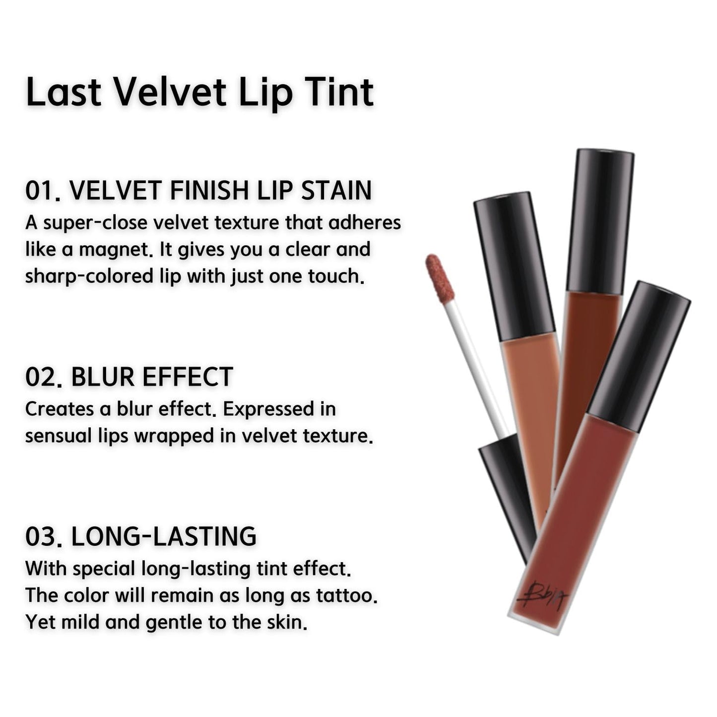 BBIA Last Velvet Lip Tint - Soft & Creamy Matte Finish Lip Stain, Blur Effect with Velvety Texture, Long-Lasting, High Pigment, Lightweight, Non-Drying, Korean Lip Makeup (34 FEIGN CALM)
