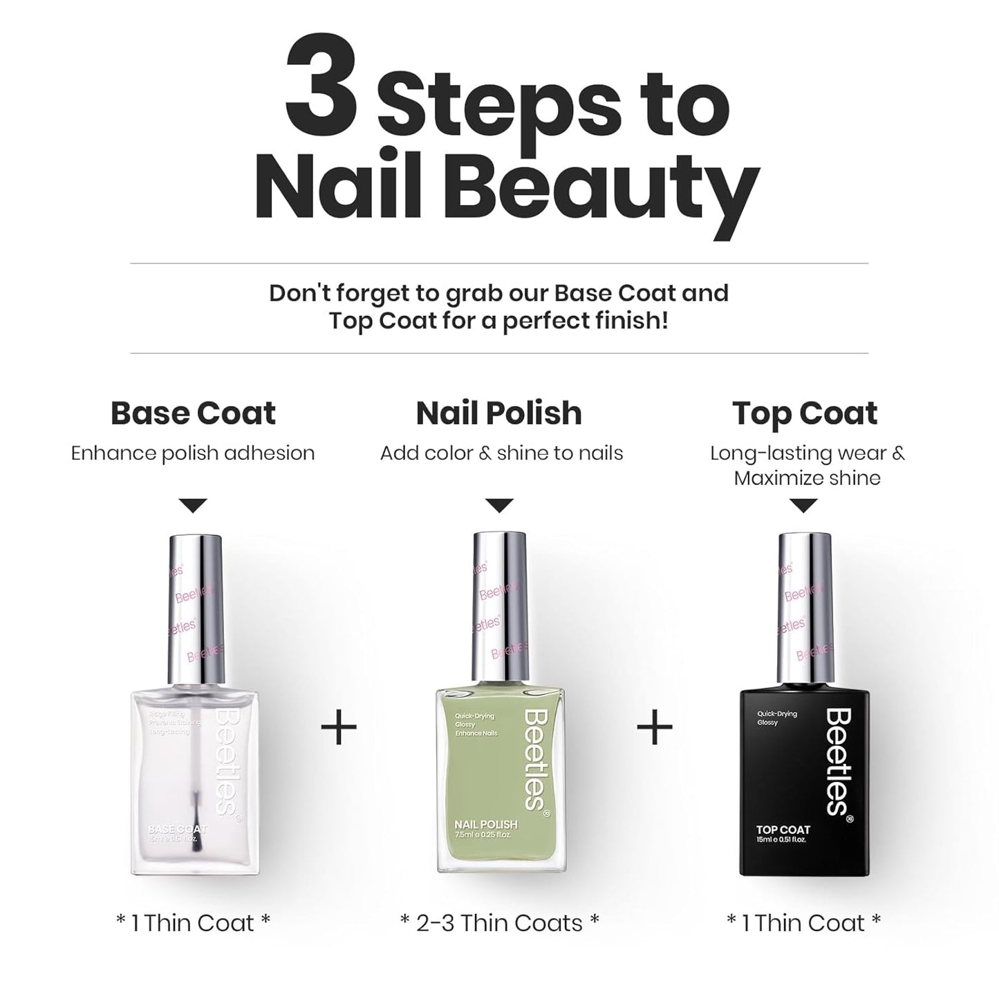 Beetles Nail Polish Set P176, 6 Colors Glitter Green Nude Natrual Pink Nail Lacquer Fast Drying & Long Lasting Finger Fall Nail Polish Glitter Effect for DIY Nail Art Salon at Home Gifts for Women