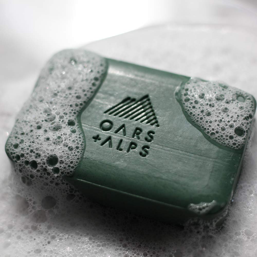Oars + Alps Peppermint Charcoal Exfoliating Men's Bar Soap, Dermatologist Tested and Made with Clean Ingredients, Travel Size, 3 Pack, 6 Oz Each