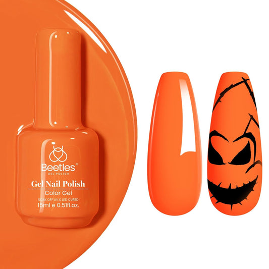 Beetles Orange Gel Polish Halloween Gel Nail Polish Bright Neon Yellow Gel Polish Color Soak Off UV LED Nail Lamp 15ml Gift for Women Vibrant Tangerine | alldaygood beauty