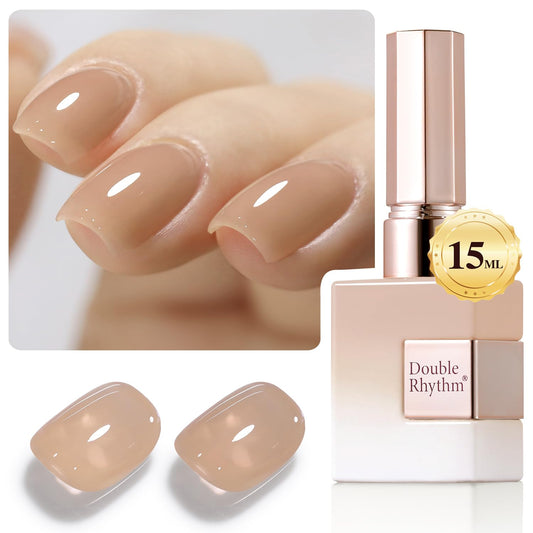 Double Rhythm 0.50 OZ Translucent Gel Polish Same Color Same Bottle Sheer Pastel Neutral Natural Milky 15 ML Jelly UV Nail Art DIY at Home (Translucent Tea-A1496) | alldaygood beauty