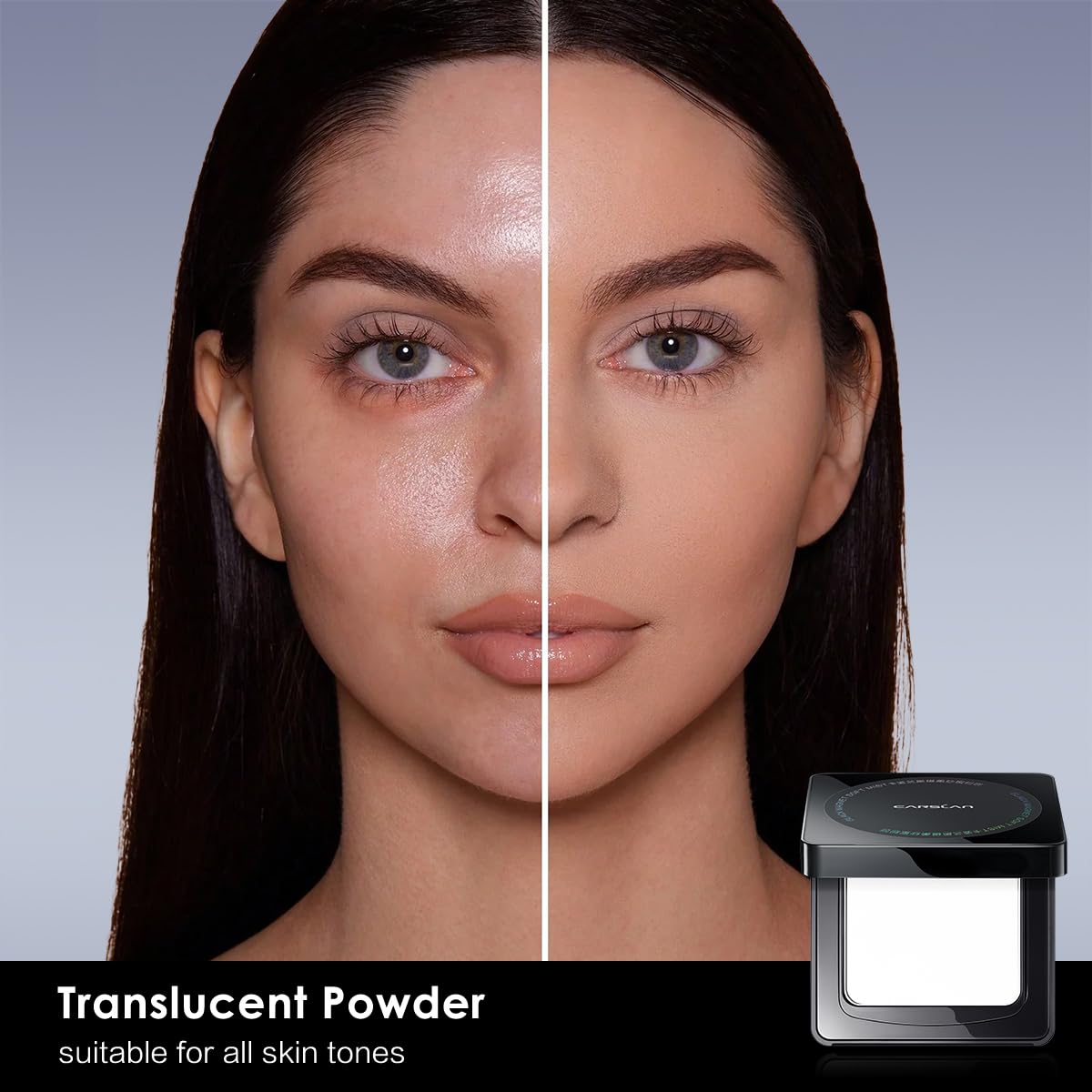 Waterproof Face Pressed Powder Compact, 24H Longlasting Oil Control Pressed Setting Powder Talc-Free Makeup, Shine Free, Poreless, Smooth, 01 Translucent for dry&com skin (0.28Oz)