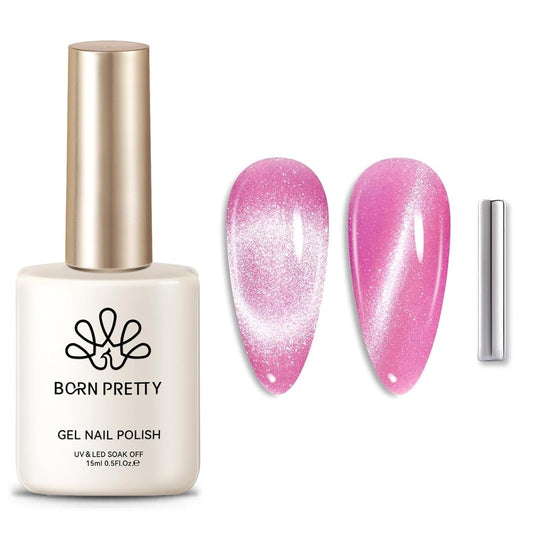 Born Pretty Cat Magnetic Eye Gel Nail Polish,Pink Glitter Cat Magnetic Gel Nail Polish Love Letter Magnetic Nail Polish for Nail Art Manicure Salon DIY at Home 15ML | alldaygood beauty