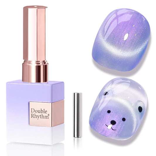 Double Rhythm 0.5 Oz Cat Eye Gel Polish with Magnet Same Color Same Bottle Holographic Glitter Shimmer Translucent Color Salon 15 ML Magnetic Nail Art (Mermaid Blue-MC1174) | alldaygood beauty