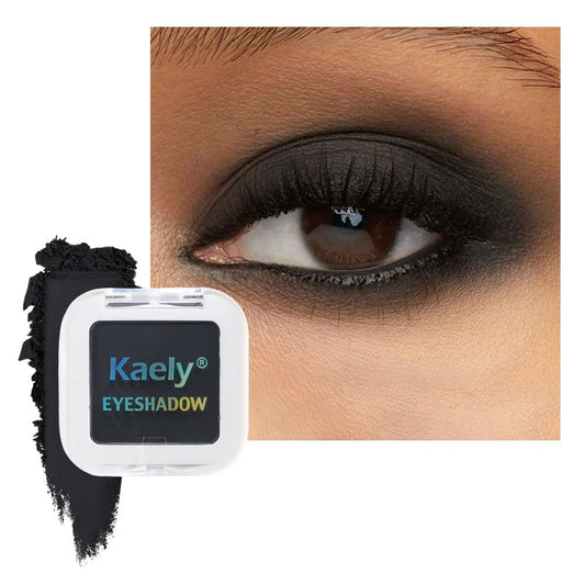 Kaely Pressed Single Eyeshadow Makeup, Black Matte Highly Pigmented Monochrome Eye Shadow Palette, Waterproof Neutral Powder Mini Eyeshadow, sombras para ojos, Lightweight Blendable, 07 | alldaygood beauty
