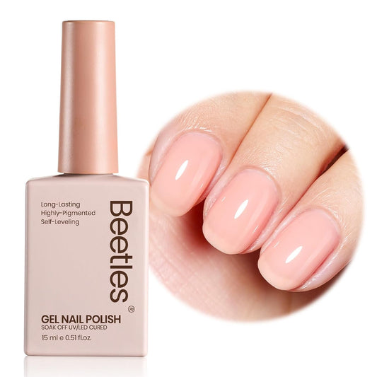 Beetles Nude Gel Nail Polish - 15ML Nude Pink Natural Gel Polish Nail Concealer Jelly Gel Nail Polish Soft Sheer Nail Polish Soak Off UV Nail Lamp French Nail Art Manicure Gift for Women | alldaygood beauty