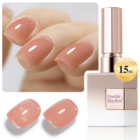 Double Rhythm 0.50 OZ Translucent Gel Polish Same Color Same Bottle Sheer Pastel Neutral Natural Milky 15 ML Jelly UV Nail Art DIY at Home (Light Orange Pink-A1497) | alldaygood beauty