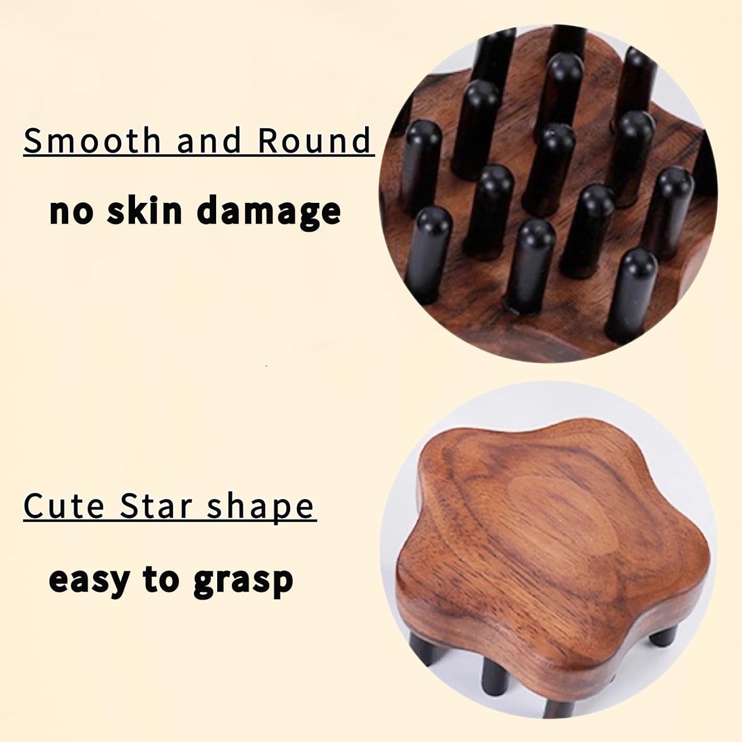 Wood Comb for Hair Growth | Wooden Scalp Massager Tool | Hair Massager | Scalp Massager Hair Growth | Head Massager Scalp Stress Relax Wood (star-16teeth)