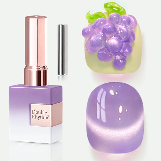 Double Rhythm 0.5 OZ Cat Eye Gel Polish with Magnet 15ML Holographic Glitter Shimmer Translucent Jelly Color Magnetic Nail Polish Salon DIY at Home (Lavender-MC1210) | alldaygood beauty