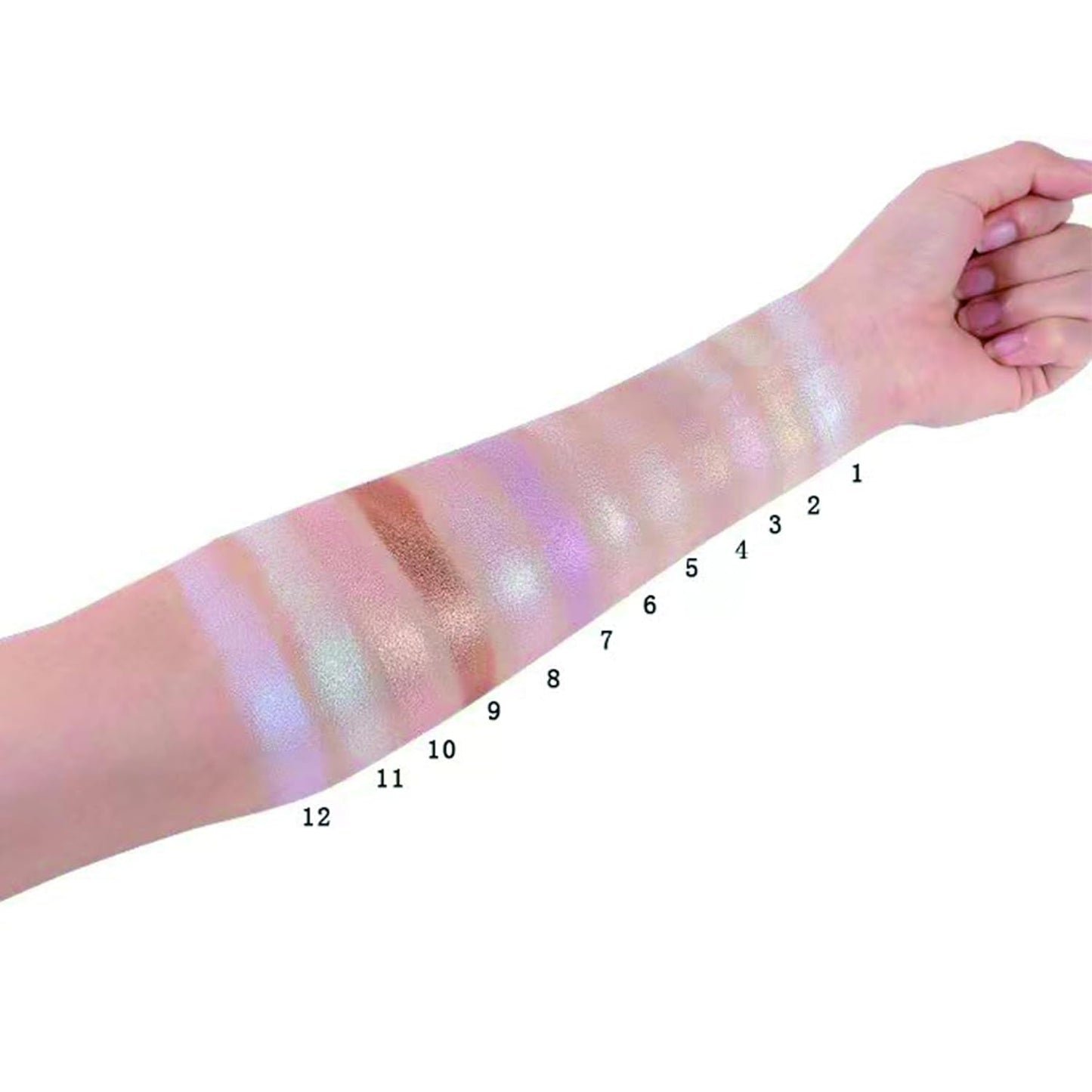 Face Highlighter Powder Palette, Glossy Glitter Illuminator Powder, Shimmer Shades for Face Highlighter Makeup, Highly Pigmented Natural Shiny Highlight Makeup Illuminator Highlighter 7