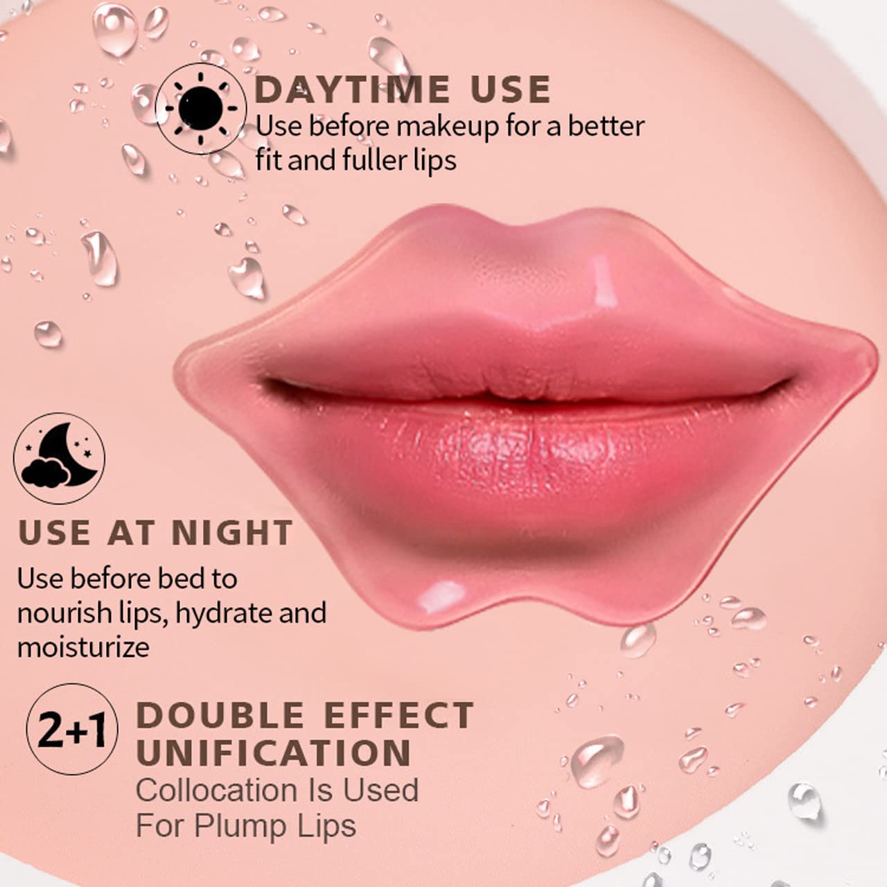 MEICOLY Lip Masks Sheet Moisturizing Pink Crystal Collagen Under Eye Mask Gel Anti-Aging Eye Patches Dark Circle Remover 18 Packs with Box