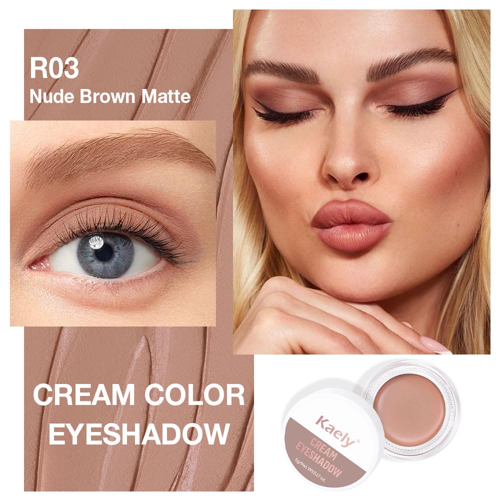 Single Cream Nude Brown Matte Eyeshadow Palette Makeup, Natural Single Mini Instant Holographic Eyeshadow For Women, Sombras Crema Para Ojos, Talc, Paraben & Cruelty Free, R03