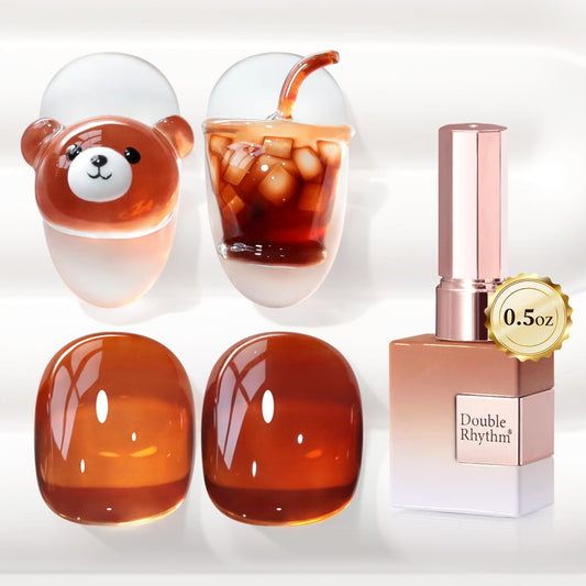 Double Rhythm 0.5 Oz Jelly Gel Polish Same Color Same Bottle Sheer Neutral Natural Light Milky Pastel 15ML Translucent Polish Art DIY at Home (Dark Brown-A1673) | alldaygood beauty