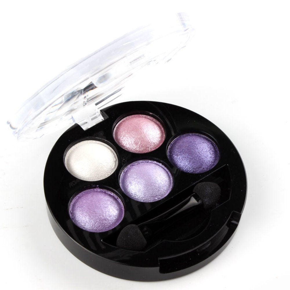 Mallofusa 5 Colors Eye Shadow Powder Metallic Shimmer Eyeshadow Palette (Amethyst Glam) 4.7oz