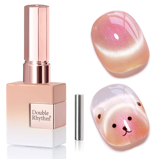 Double Rhythm 0.5 Oz Cat Eye Gel Polish with Magnet Same Color Same Bottle Holographic Glitter Shimmer Translucent Color Salon 15 ML Magnetic Nail Art (Mermaid Nude-MC1176) | alldaygood beauty