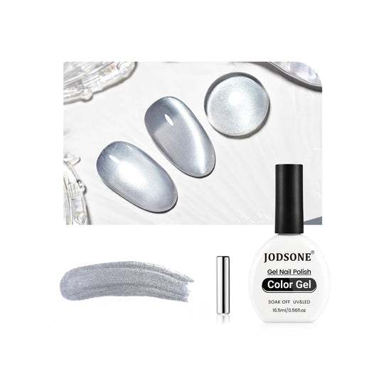 JODSONE 16.5ml Cat Eye Gel Nail Polish Silver Glitter Magnetic Reflective Translucent Need U V Curing | alldaygood beauty