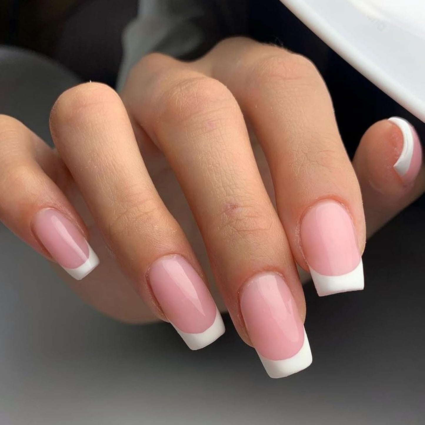 Born Pretty French Manicure Kit, Nail Stamper and 2Pcs Gel Nail Polish, Include Jelly Sheer Pink White Colors for French Tip, U V Light Cure