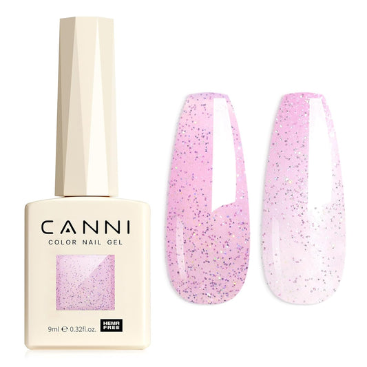 CANNI 1 Pcs Pink Glitter Gel Nail Polish, Shimmer Sparkly Pink Colors Gel Polish Soak Off Led Nail Art Gel Manicure Salon DIY | alldaygood beauty
