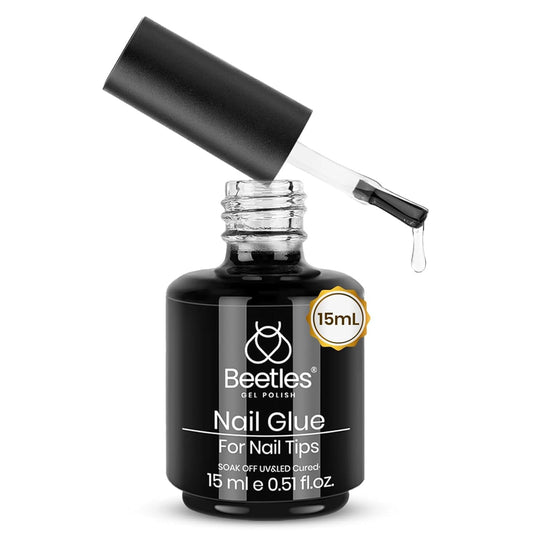 Beetles Gel Polish 9 in 1 Nail Glue with New Formula, 0.5 Fl Oz Super Strong Brush in Nail Gel Glue for False Nails Tips, Rhinestone, Base Gel, Blooming Nail Gel | alldaygood beauty