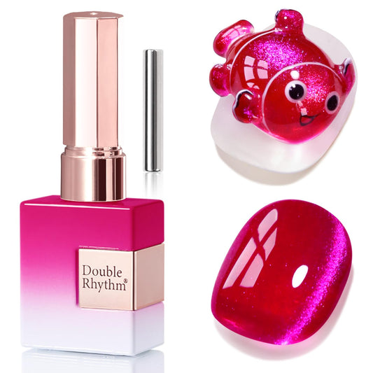 Double Rhythm 0.5 OZ Cat Eye Gel Polish with Magnet 15ML Holographic Glitter Shimmer Translucent Jelly Color Magnetic Gel Polish Salon DIY at Home (Pitaya Purple-MC1288) | alldaygood beauty