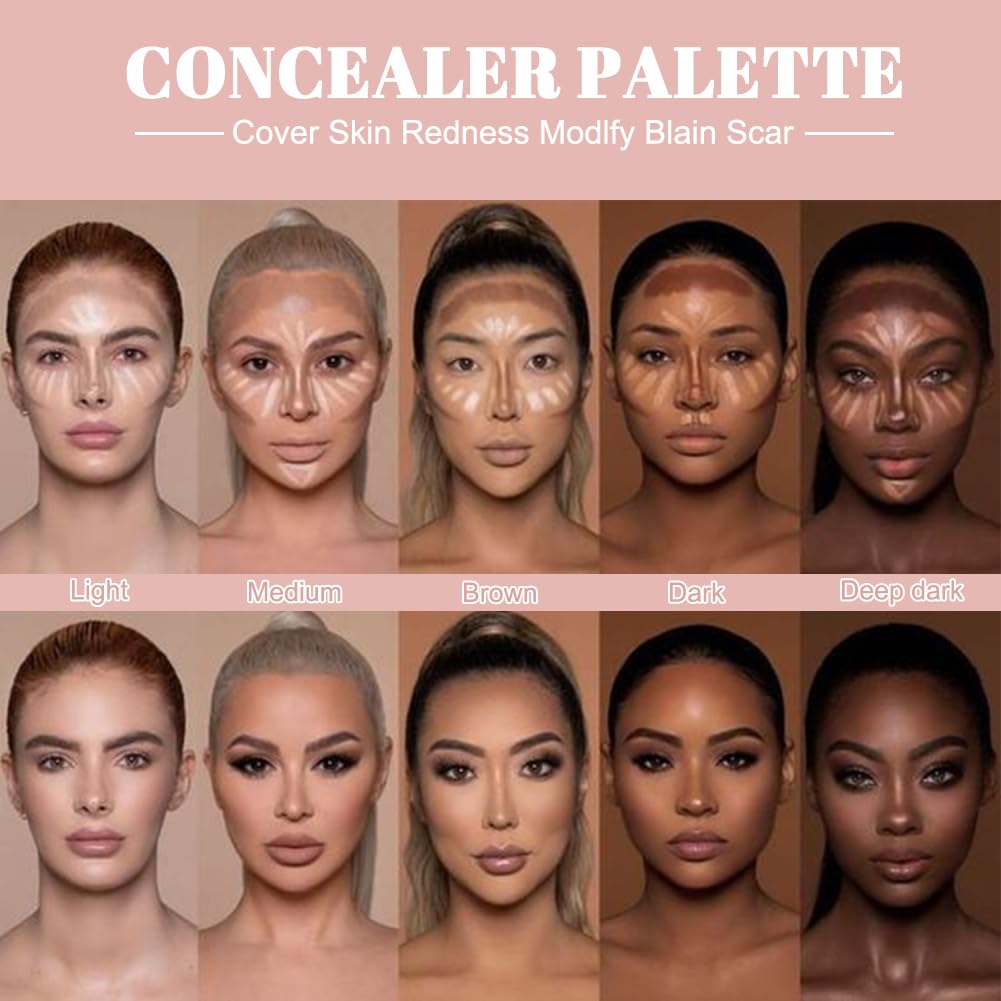 VERONNI Cream Concealer Palette, 12 Colors Makeup Contour Face Contouring Cream Palette, Full Coverage Camouflage Base Foundation Makeup Palette, Professional Daily Makeup