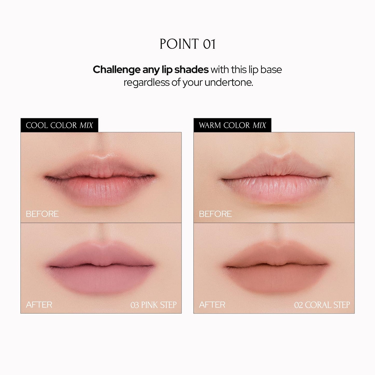 Tie Up Cover Tint - Waterproof & Long Lasting Lip Stain for Women - Korean Base Nude Tint Stick - Kbeauty Matte Gloss - Mood Color Changing (03 PINK STEP, 0.2 Fl oz)