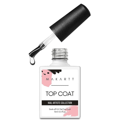 Makartt Gel Top Coat No Wipe, 15ML Clear Top Coat Gel Nail Polish, High Gloss Shine Finish Long Lasting Soak Off UV Nail Lamp Need for Acrylic Nails, Salon Quality Home DIY Manicure | alldaygood beauty