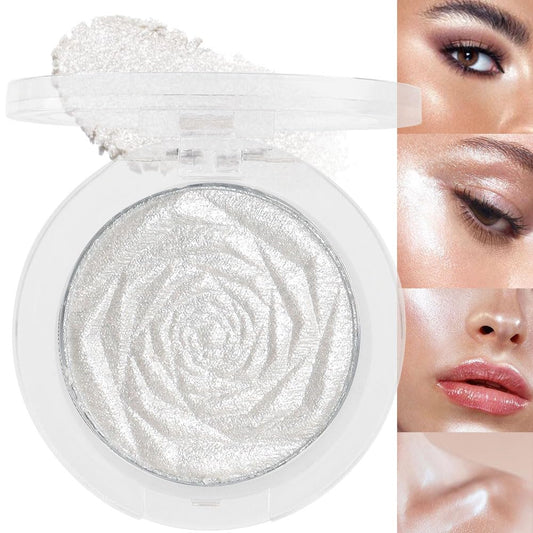 evpct Pearl White Silver Face Highlighter Makeup, White Shimmer Glitter Diamond Sparkly Highlighters Makeup Eyeshadow Palette Powder for Face Body Cheek Skin, inner Corner Eye Highlighter Make up 01 | alldaygood beauty