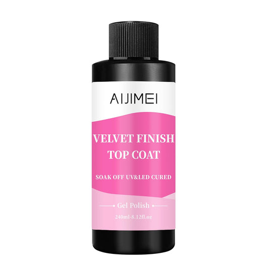 AIJIMEI Velvet Finish Top Coat 8 Fl.Oz Luxurious Matte Effect, Quick Dry, Easy Application, Suitable for All Nail Types, Professional Quality Gel Nail Polish for Home Use | alldaygood beauty