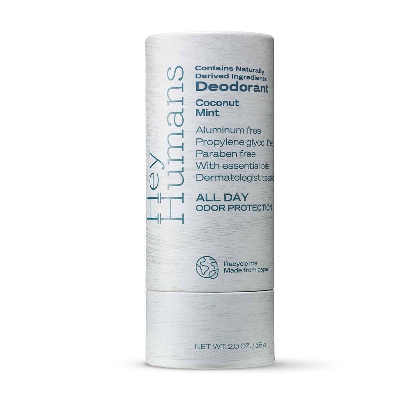 Hey Humans Deodorant, Aluminum Free Deodorant for Women and Men, Contains Naturally Derived Ingredients, All Day Odor Control, Refreshing Essential Oils, Earth Friendly Package, Coconut Mint