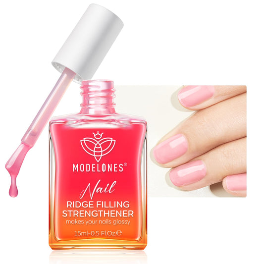modelones Nail Strengthener Jelly Pink Nail Polish Repair 8-in-One Nail Ridge Filler Nail Strengthener and Growth for Damaged Nails 15ml | alldaygood beauty