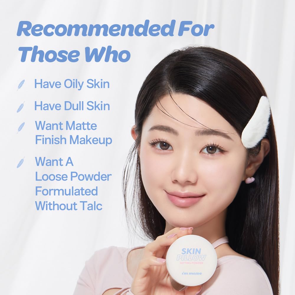 I'M MEME Setting Powder - Skin Pillow | Matte Finish, Skin-Smoothing Effects, Oil-controlling Setting Powder, K-beauty, Translucent, Oily Skin, Blurring, Sebum Absorbing
