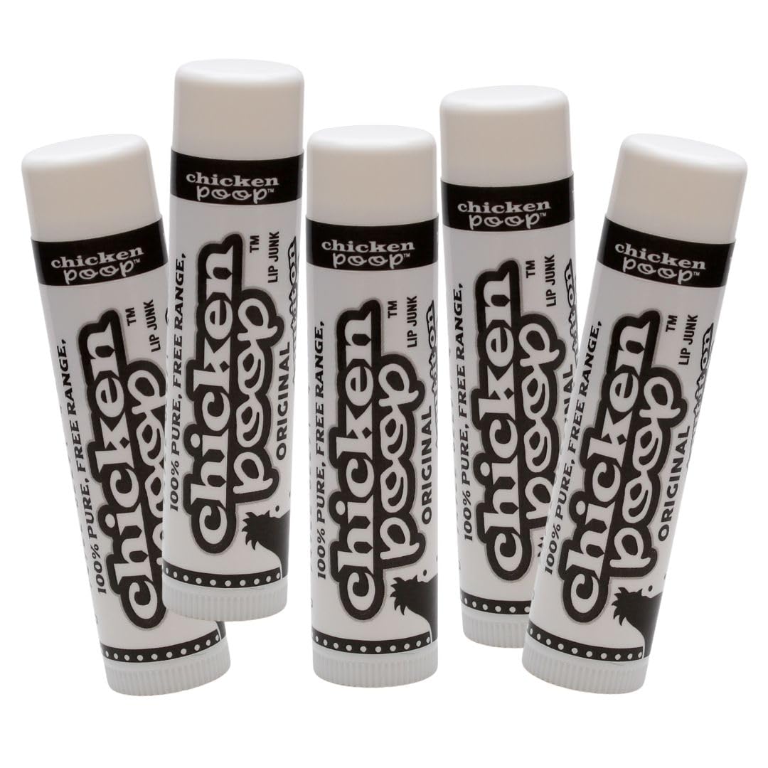 Chicken Poop Lip Balm Simone Chickenbone 100% Natural Moisturizer for Dry, Chapped Lips, 0.15 oz, (Original), Pack of 5
