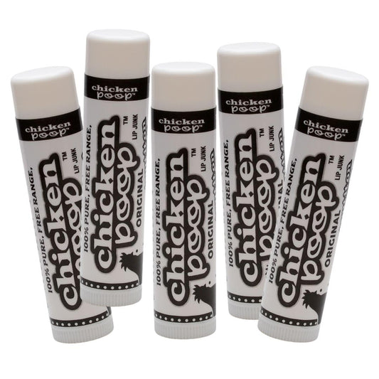 Chicken Poop Lip Balm Simone Chickenbone 100% Natural Moisturizer for Dry, Chapped Lips, 0.15 oz, (Original), Pack of 5