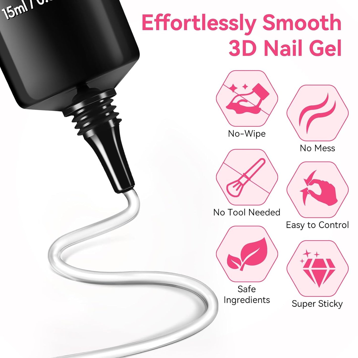 Makartt 3D Gel Nail Art & Chrome Nail Powder Kit: 15g Sculpting Gel for Nail Art DIY No wipe 3D Molding and Metallic Chrome Powder Set for Decoration Manicure Pedicure Use