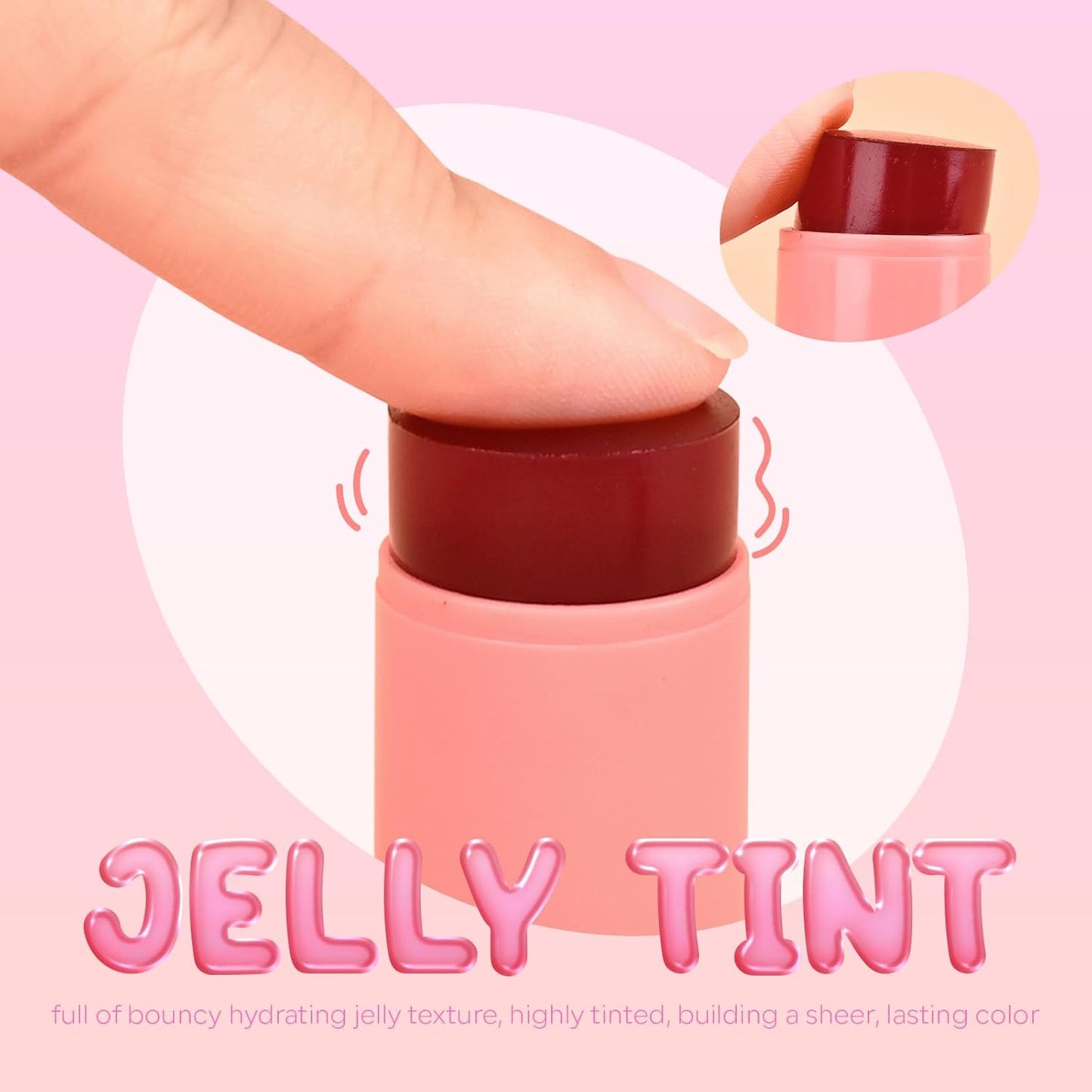 KYDA Water Jelly Tint Blush, Pink, Jelly Tinted Makeup Stick, for Lips and Cheek Stain, Buildable Watercolor Finish, Lasting Moisturising