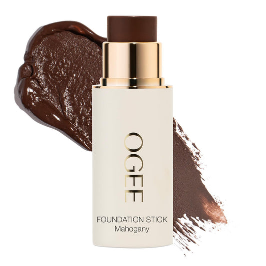 Ogee Sculpted Complexion Foundation Stick (Mahogany 14.5N - Deep Cocoa, Rich Undertones) Full Coverage Foundation Makeup - Instantly Balance & Even Complexion - 70% Organic Ingredients | alldaygood beauty