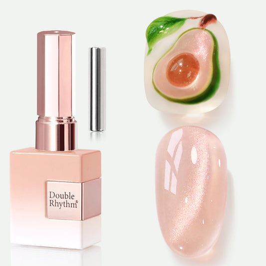 Double Rhythm 0.5 OZ Cat Eye Gel Polish with Magnet 15ML Holographic Glitter Shimmer Translucent Jelly Color Magnetic Nail Polish Salon DIY at Home (Fruit Nude-MC1203) | alldaygood beauty