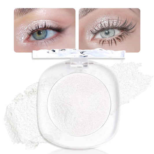 Pearl White Cream Glitter Shimmer Metallic Eyeshadow Palette Makeup, Natural Single Mini Instant Holographic Eyeshadow For Women, Sombras Crema Para Ojos, Talc, Paraben & Cruelty Free | alldaygood beauty