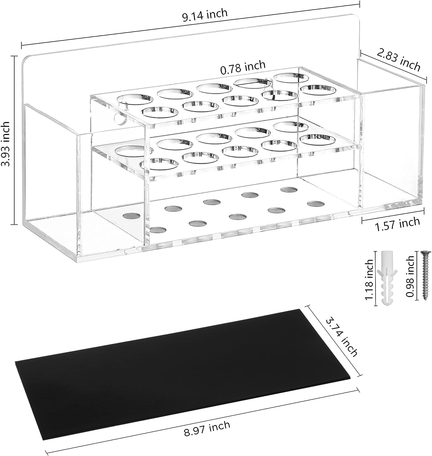 HBlife 2 Pcs Acrylic Magnetic Dry Erase Marker Holder for Whiteboard, Wall Mount 10 Slots Magnet Pen Pencil Holder for Fridge Refrigerator, Locker Organizer Accessories for Classroom Office, Clear